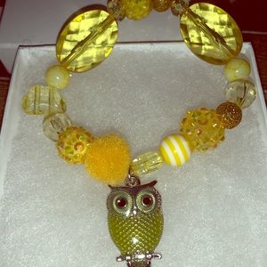 Yellow owl bracelet